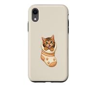 Carcasa para iPhone XR Lindo Gatito atigrado en Acogedor calcetín Gato mamá Cutecore Kawaii
