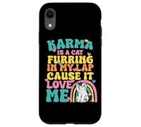 Carcasa para iPhone XR Lindo Karma Es Un Gato Furring En Mi Regazo Porque Me Ama