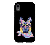 Carcasa para iPhone XR Lindo Pastor Alemán Perro Amante Gráfico Rosa Gafas Floral