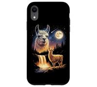 Carcasa para iPhone XR Llama Aullando a la Luna, extraño Meme Divertido, Llama Alpaca de los 90