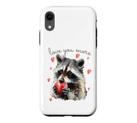 Carcasa para iPhone XR Love You More Raccoon Holding a Heart Womens Cute Valentine