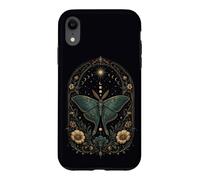Carcasa para iPhone XR Luna Moth Celestial Botánico Fases Lunares Gótico Boho