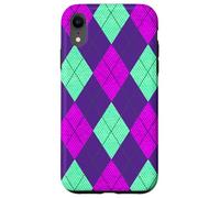 Carcasa para iPhone XR Magenta y Verde Claro Argyle Preppy Retro Vintage 80s 50s