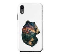 Carcasa para iPhone XR Majestic Bear Mountain River Wildlife Exposición Doble Excursionistas