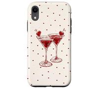 Carcasa para iPhone XR Martini Glass Pink Olive Bartender and Hearts Cóctel Beige