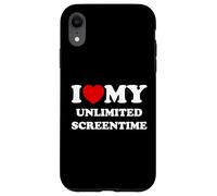 Carcasa para iPhone XR Me Encanta (corazón) mi Tiempo de Pantalla Ilimitado