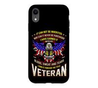 Carcasa para iPhone XR Militar Veterano Estadounidense Ganado con Sudor de Sangre y lágrimas