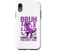 Carcasa para iPhone XR Military Child Month Dinosaur, Purple Up for Military Kids