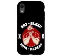 Carcasa para iPhone XR MMA Cage Fighter Eat Sleep Repetir Artes Marciales Mixtas