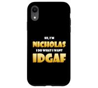 Carcasa para iPhone XR Nicholas Costume Idgaf Funny Meme Halloween Costume For Nick