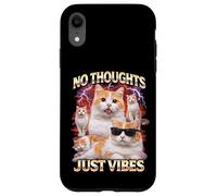 Carcasa para iPhone XR No Thoughts Just Vibes Gracioso Gato Meme Bootleg Animales Humor