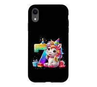 Carcasa para iPhone XR NÚMERO 7 AÑOS NIÑA Unicornio 7º Nacimiento