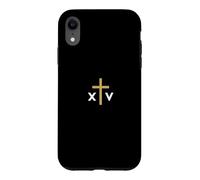 Carcasa para iPhone XR Número Romano del Papa León XIV con Cruz Delgada Jesús