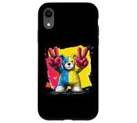 Carcasa para iPhone XR Oso de Peluche Doble Paz Graffiti Pop Arte gráfico Cartel Animal