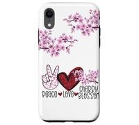 Carcasa para iPhone XR Peace Love, Rama de Cerezo, Flor de Sakura, Floral japonés