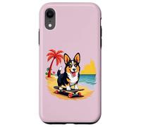 Carcasa para iPhone XR Perro Corgi Negro y Tostado, monopatín, Playa Tropical