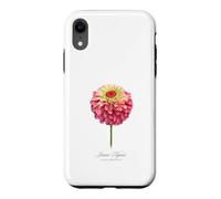 Carcasa para iPhone XR Pintura Botánica Flor Zinnia Roja y Rosa