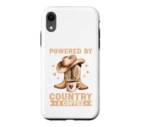 Carcasa para iPhone XR Powered by Country and Coffee Western Cowboy Boots Cowgirl