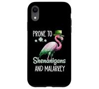 Carcasa para iPhone XR Prone to Shenanigans and Malarkey Sign St Patricks Flamingo