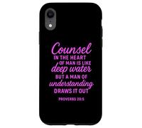 Carcasa para iPhone XR Proverbios 20:5 Versículo bíblico de Agua Profunda Consejo en el corazón