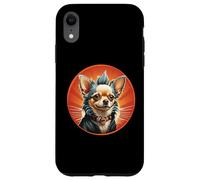 Carcasa para iPhone XR Punk Chihuahua Mohawk Chaqueta de Cuero Treat Bone Rock Pet Dad