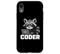 Carcasa para iPhone XR Raccoon Coder Lindo Gráfico Animal Programación