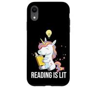 Carcasa para iPhone XR Reading Is Lit Unicorn Library Inglés Profesor Amante de los Libros