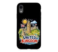 Carcasa para iPhone XR Recuerdo de Viaje de Castillos con Bandera del Reino Unido