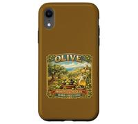 Carcasa para iPhone XR Recuerdo Vintage del mar mediterráneo con Etiqueta de Caja de Olivo Puglia