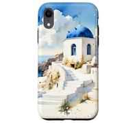 Carcasa para iPhone XR Recuerdos de la Isla Griega Impresionante Arte de Acuarela de Santorini