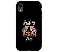 Carcasa para iPhone XR Resting Beach Face and Beach Chairs Funny Resting Beach Face