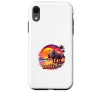 Carcasa para iPhone XR Retro Rhino Sunset Tropical Beach Ilustración