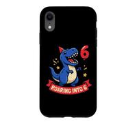 Carcasa para iPhone XR Roaring Into 6 Dinosaurio T Rex 6º Cumpleaños Niños Niños Seis