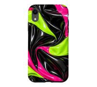 Carcasa para iPhone XR Rosa Lima Negro Látex Look Color Block