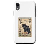 Carcasa para iPhone XR Samurai Gato Negro Comiendo Ramen Escena de Guerra Arte Edo Hombres Mujeres