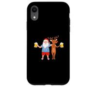 Carcasa para iPhone XR Santa Claus and Reindeer Drinking Beer Ugly Christmas