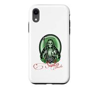 Carcasa para iPhone XR Santa Muerte Green Justice Scythe Globe Folk Saint Rose