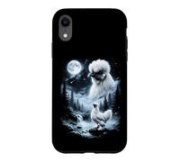 Carcasa para iPhone XR Silkie Chicken Aullando en Moon 90's Retro
