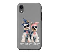 Carcasa para iPhone XR Sit Stay Slay, Divertido Yorkie, Lindo y Atrevido Amante de los Perros