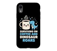 Carcasa para iPhone XR Sobreviviendo en café y Dinosaurio ruge Entusiasta de los Dinosaurios