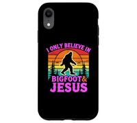 Carcasa para iPhone XR Solo Creo en el Divertido Dios Retro de Bigfoot y Jesús, Sasquatch