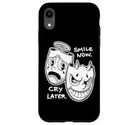 Carcasa para iPhone XR Sonríe Ahora Llorar Más Tarde Ángel Diablo Feliz Triste Vintage Cartoon