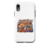 Carcasa para iPhone XR Stay Chill Tiger Tropical Beach Vacaciones Retro Verano Vibes