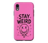 Carcasa para iPhone XR Stay Weird Creepy Smile Humor gótico Estética Espeluznante