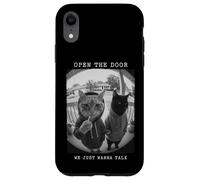 Carcasa para iPhone XR Sudadera con Capucha Open The Door Peephole We Just Wanna Talk Cats