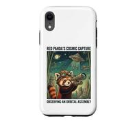Carcasa para iPhone XR Telescopio cósmico de astrónomo Panda Rojo Divertido Amante del Espacio