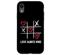 Carcasa para iPhone XR Tic TAC Toe 3 en una Fila Divertido Día de San Valentín Love Always Wins