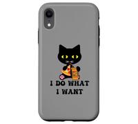 Carcasa para iPhone XR Vintage Black Cat Pizza Café I Do What I Want Funny My Cat