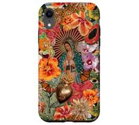 Carcasa para iPhone XR Virgen María Católica Floral Mexicano Folk Mosaico Collage