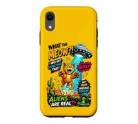 Carcasa para iPhone XR What The Meow Funny Cat UFO Abduction Sci-Fi Alien
